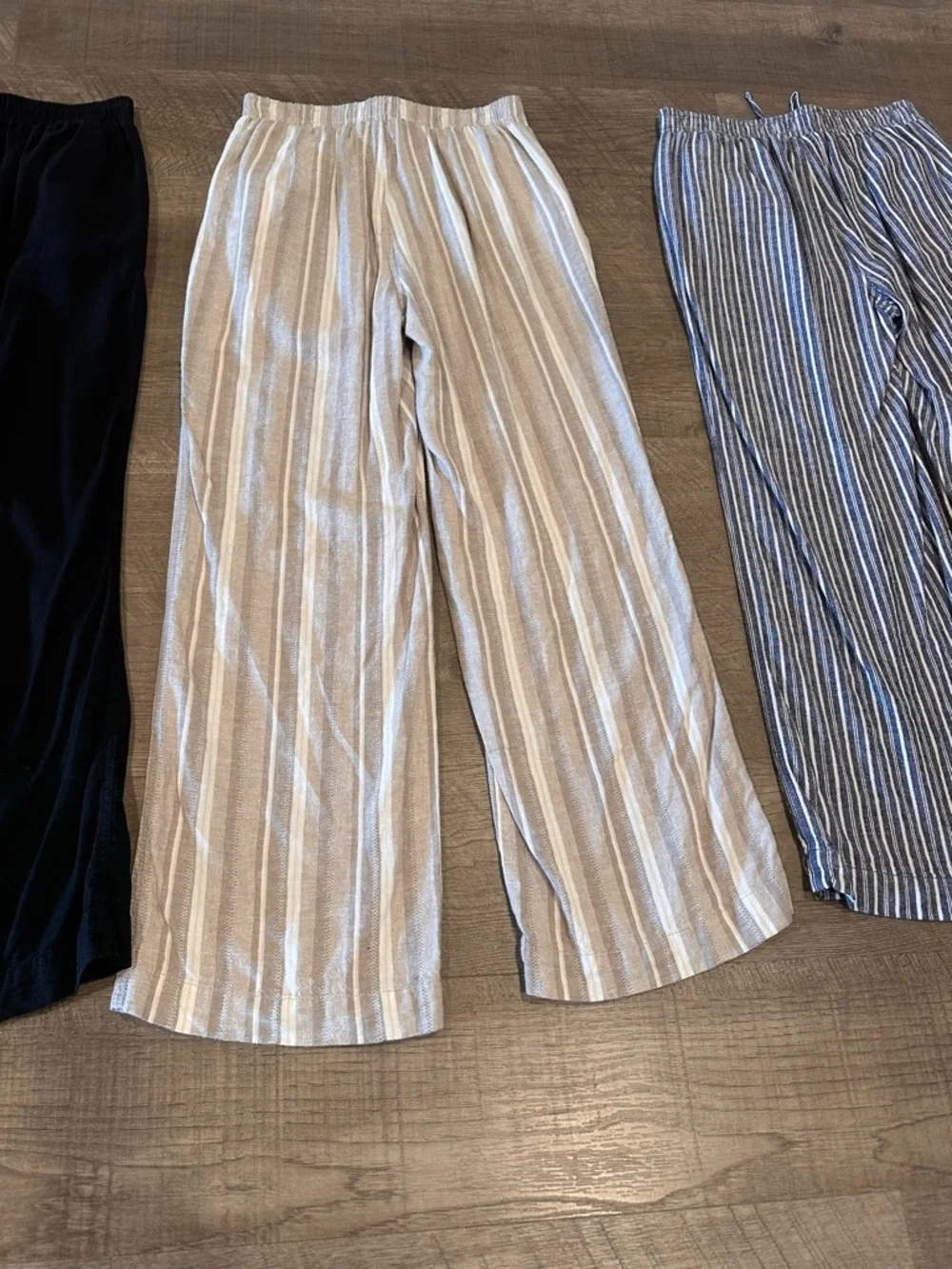 3-Briggs Women's Wide Leg Lightweight Linen Blend 2 Pockets Stripe Pants Size M. - Picture 3 of 15